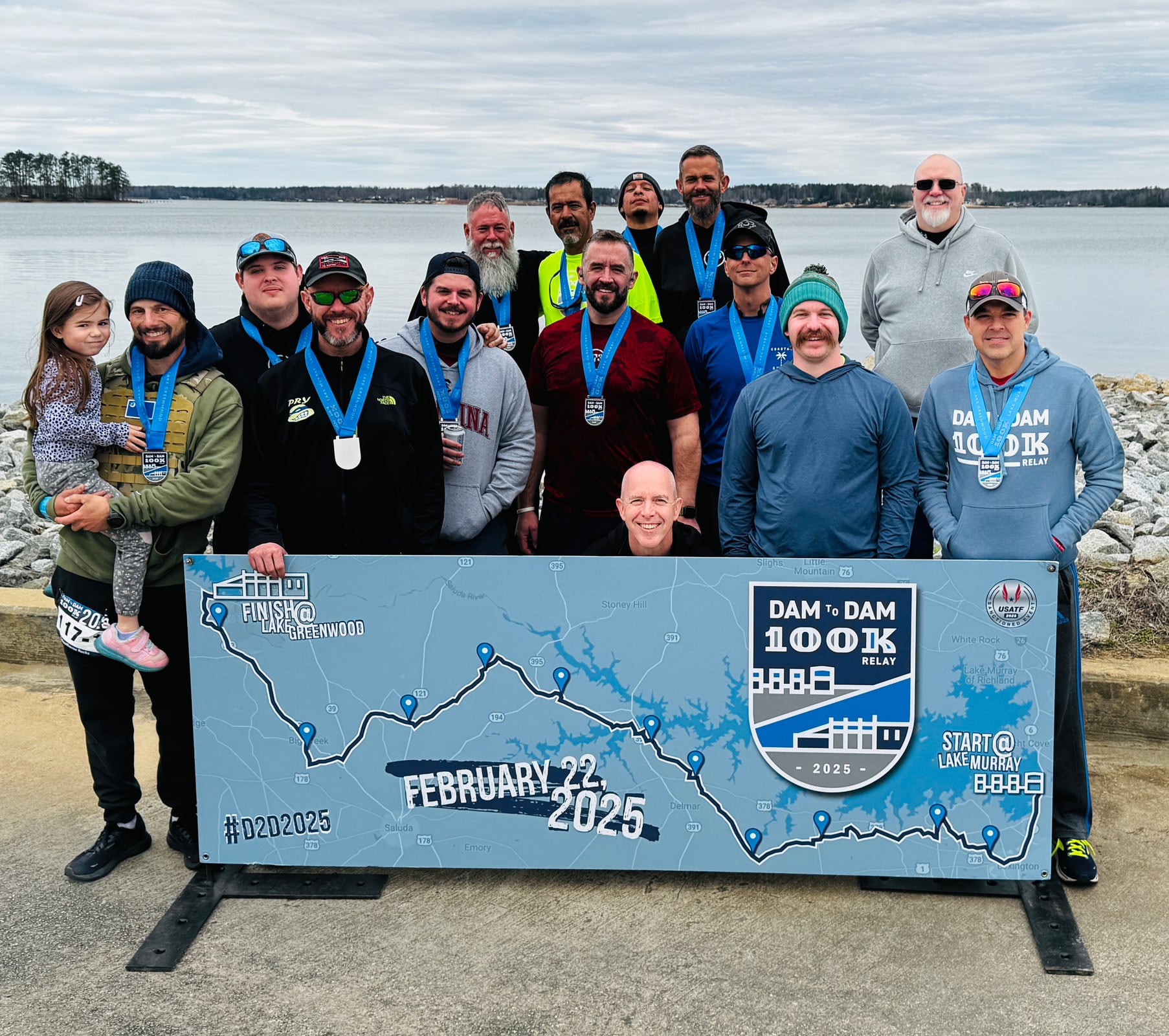 Detention PAX at the 2025 Dam to Dam 100K Relay beside Lake Greenwood