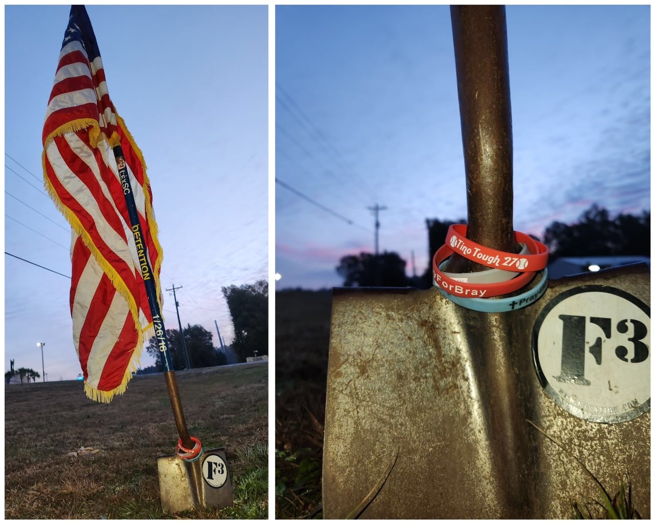 The Detention AO shovel flag planted in the early morning gloom